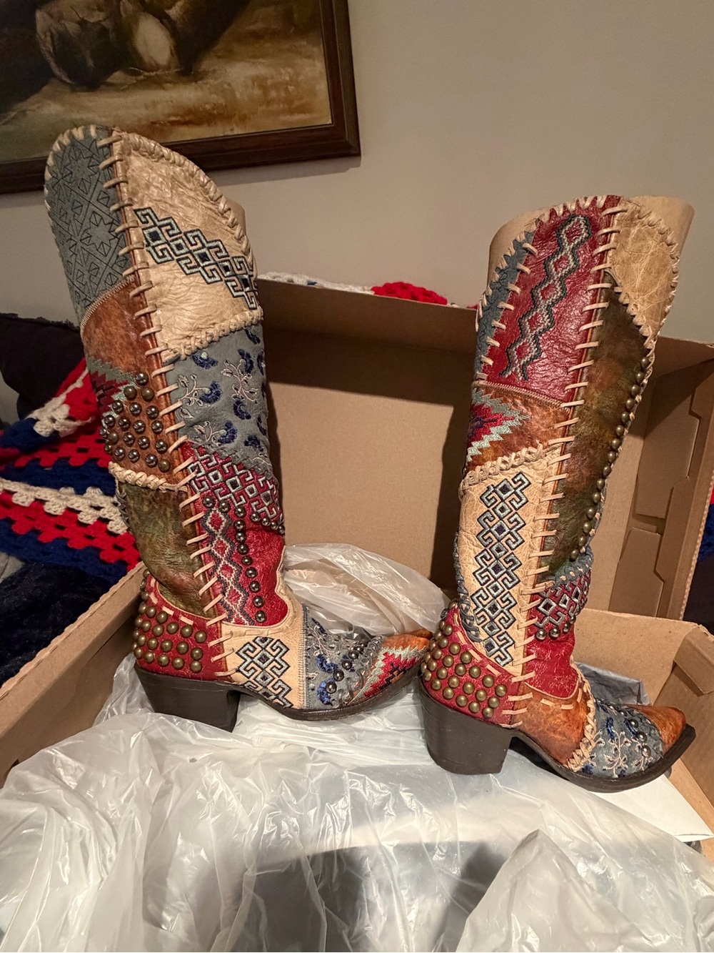 Double D Ranch by Old Gringo Patchwork Studded Women’s Western boot